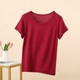 thumbnail image 4 of Ayfxijin Women's Fashion Short Sleeve Crew Neck Top, Summer Solid Color Modal Comfort Casual Blouse, 4 of 5