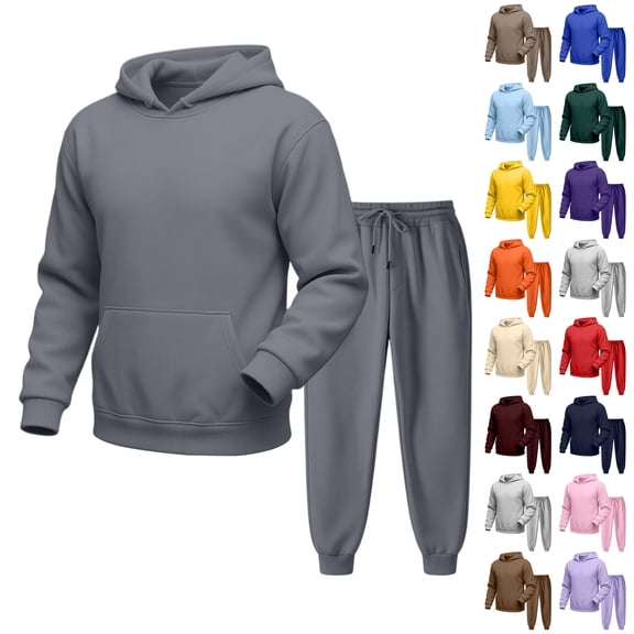 Trgacdwlo Sweatsuits Men 2 Piece Outfit Fleece Relaxed Fit Hoodie Jogging Sport Pants Set Fall Winter Fuzz Tracksuit Men Sweatsuit Wine M