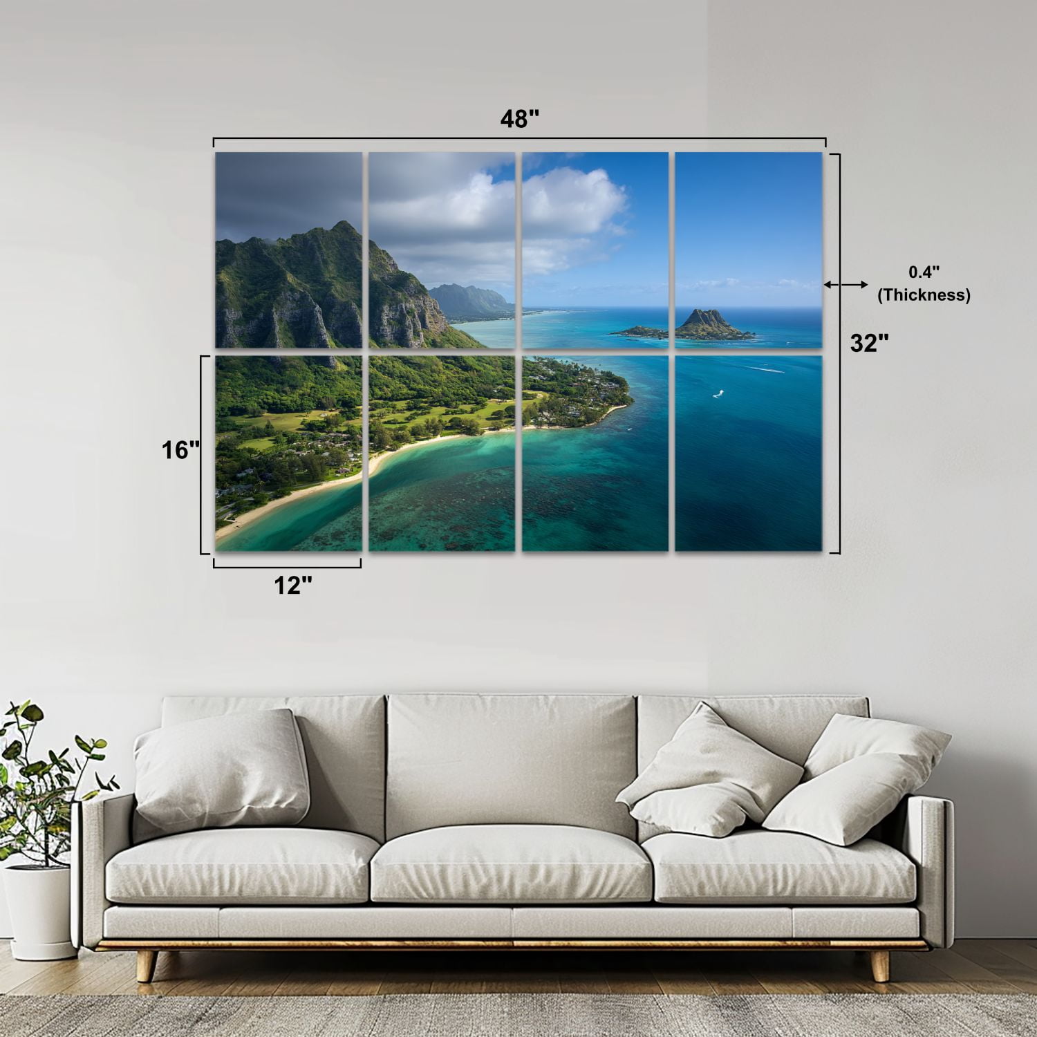 8 Pack Art Acoustic Panels Sound Absorbing aerial view kualoa point hat kaneohe bay oahus Decorative Soundproof Wall Panels Self Adhesive for Nursery Game Room Bedroom 48"x32"