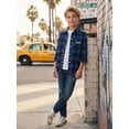 thumbnail image 5 of PureChapter Boys Button Down Shirt Plaid Long Sleeve Shirt with Letter Embroidery, Casual Boys Shirts for 7-15 Years, 5 of 8