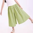 thumbnail image 3 of KyCheLot Kids Girls Solid Color Capris Pants Summer Pleated Wide Leg Elastic Waist Pants Comfy Fashion Skirts Pants, 3 of 4