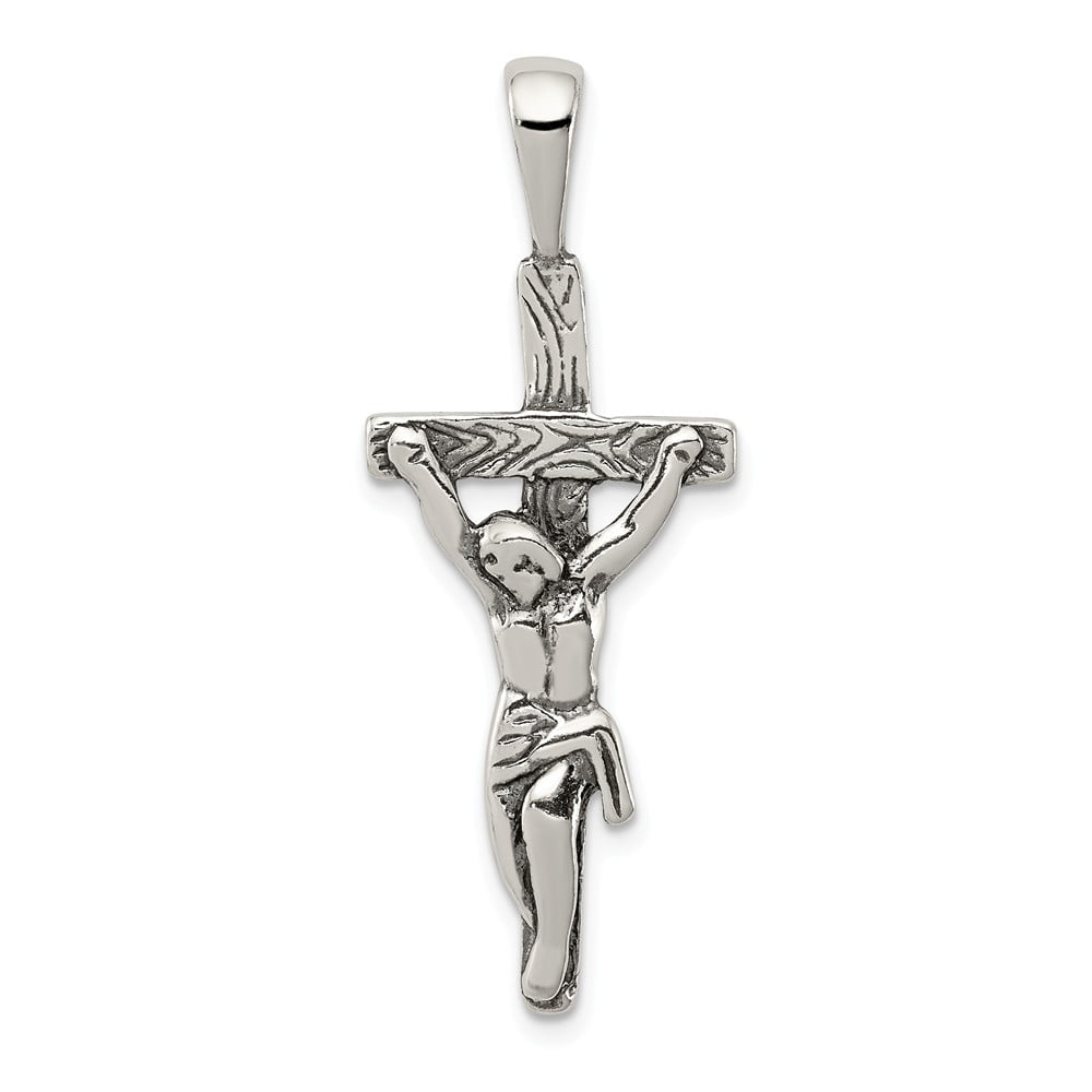 Solid 925 Sterling Silver Antiqued Celtic Cross Crucifix Pendant 37mm x 23mm