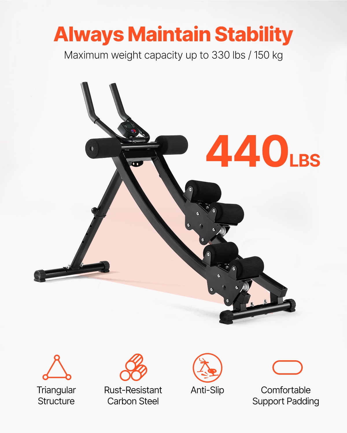 KFFKFF Core Exercise Device, Home Gym Dual-Track Abdominal Equipment, Core and Abdominal Trainer for Females, 440 lbs Load Limit for Strength Training, Adjustable Foldable Abdominal Cruncher