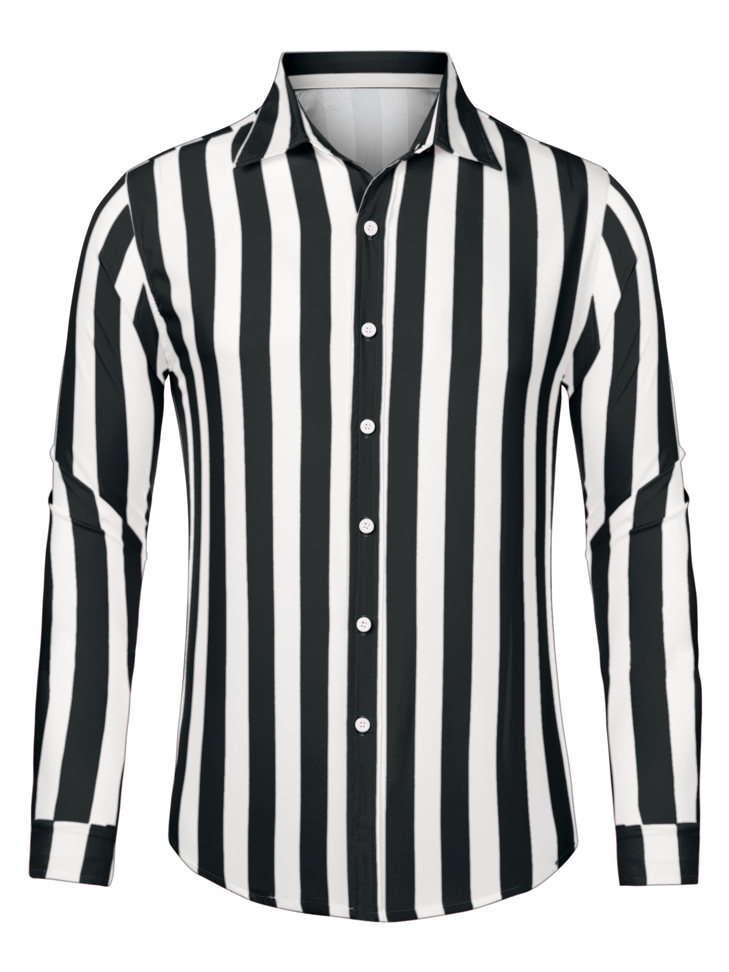 Unique Bargains Men's Casual Striped Long Sleeves Button Down Dress Shirts  2XL Black White - Walmart.com