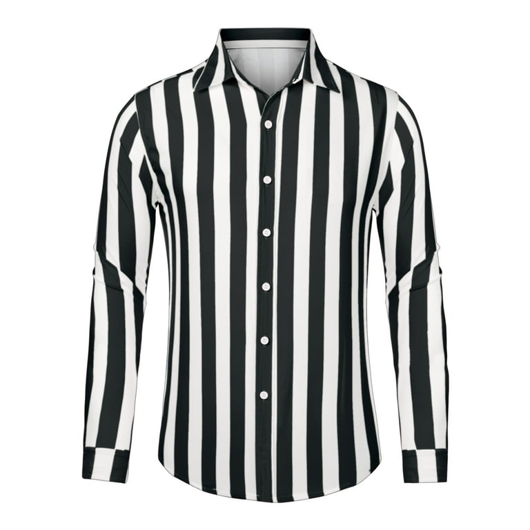 Mens black and white striped dress shirt hotsell