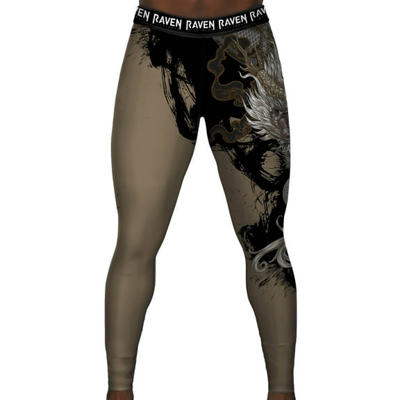 Raven Fightwear Men's Year of the Dragon Spats Tights BJJ MMA Brown