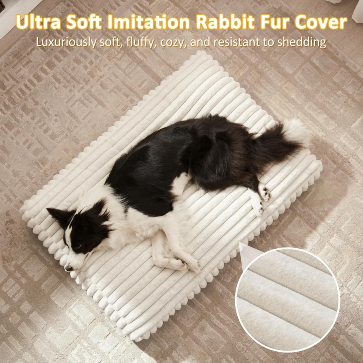 Katieovy Orthopedic Dog Bed for Large Dogs,40*30 inch Large Dog Beds,Washable Dog Beds with Non-Slip Bottom,White