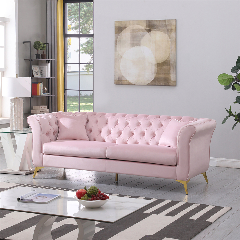 Accent Loveseat with Scroll arm and Scroll Back, Button Tufted Couch