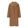 thumbnail image 2 of HAPIMO Women's Fashion Elegant Blazer Jackets Casual Comfy Long Trench Coat Long Sleeve Lapel Jacket Coat Solid Button Down Outerwear Fall Winter Overcoat Brown XXL, 2 of 4