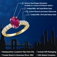 thumbnail image 2 of Gem Stone King 14K Two Tone Gold Red Created Ruby and Lab Grown Diamond Engagement Ring for Women | 2.65 Cttw | Oval 9X7MM | Gemstone July Birthstone | Size 9, 2 of 6