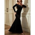 thumbnail image 4 of EIMELI Femmes Rétro Velours Robe Cocktail Manches Longues Décolleté Plissé Bodycon Parti Swing Robe, 4 of 6