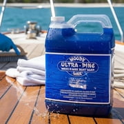 Woody Wax Ultra Pine Boat Soap, Concentrated Gel Formula, Wash ‘n’ Wax Saltwater Remover & Marine Cleaner, Safe for Waxed Non-Skid Decks, Fiberglass & Metal; Removes Fish Blood & Buildup, 128 Oz.