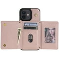 thumbnail image 6 of Crossbody Wallet Case Compatible for iPhone 12 Pro / iPhone 12 6.1", Folio Card Holder PU Leather Magnetic Clasp Shoulder Strap Purse Case for iPhone 12 Pro / iPhone 12 6.1" Protective Cover, Rosegold, 6 of 7
