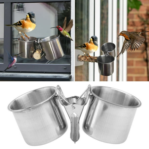Ganfancp Comedero de Agua para Pájaros Plato de Comida para Jaula Copas Clip En Loro Acero Inoxidable Birdcage Cuencos con Pinza Juguetes Loro para Loros Pequeños para Grandes Aves Conure Artículos E