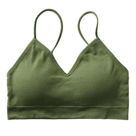 

Seamless Threaded Sling Without Steel Ring Wrapped Chest Seamless Sports Underwear Anti-Glare Bra Vest Green