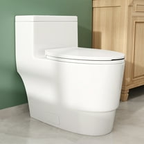 WM-91003 17" Comfort Height Dual-Flush Toilet Modern Elongated One-Piece Toilet for Floor Mounted Glazed Surface (Seat Included)
