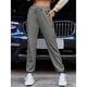 thumbnail image 2 of Pantalones De Chándal Cintura Elástica Color Puro Bolsillo Con Cordón Pantalones Deportivos Largos Casuales Para Mujer Gris S, 2 of 4
