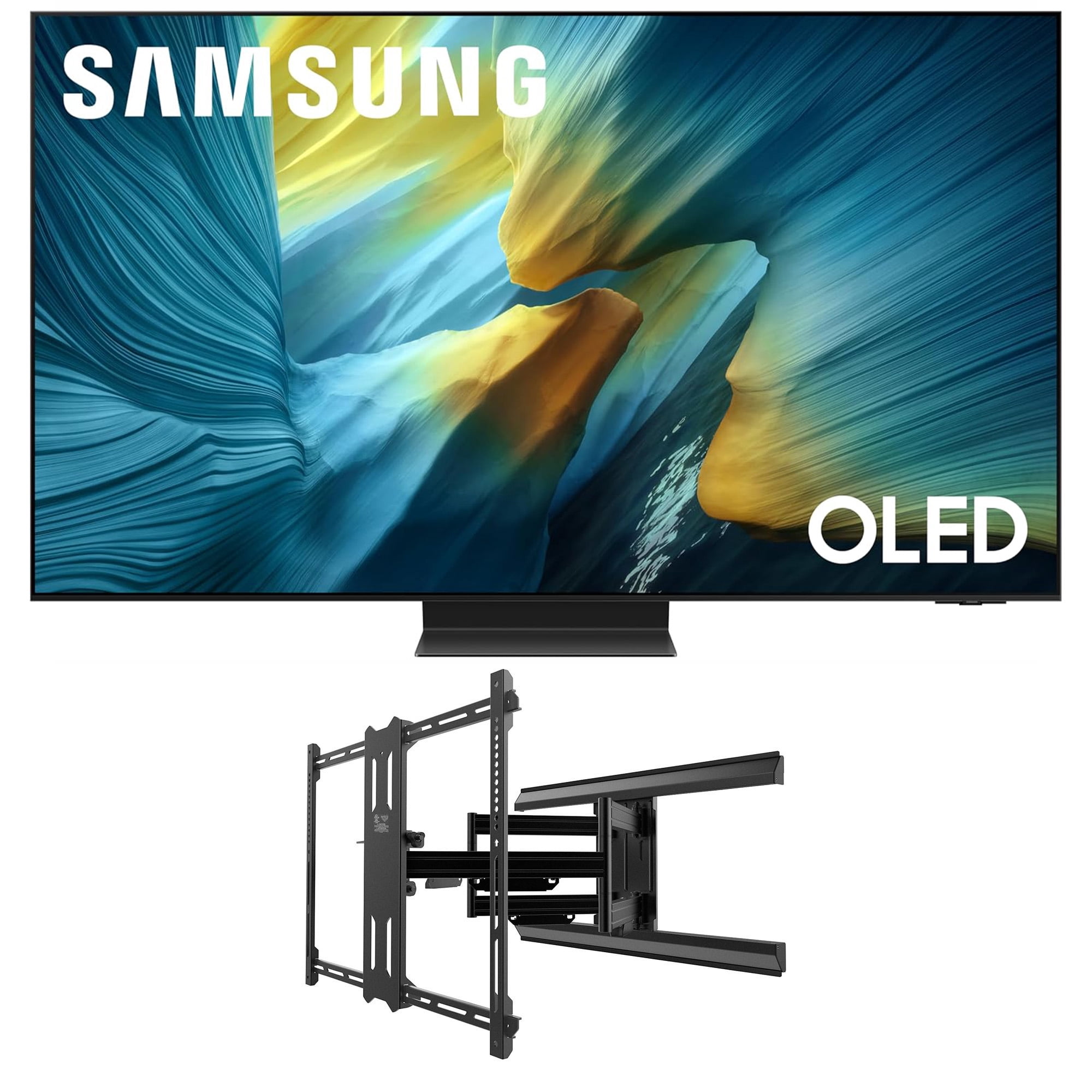 Samsung QN65S95FAFXZA 65 Inch OLED HDR Pro 4K Smart TV with a Kanto PMX700 Pro Series Full Motion Dual Stud Mount (2025)