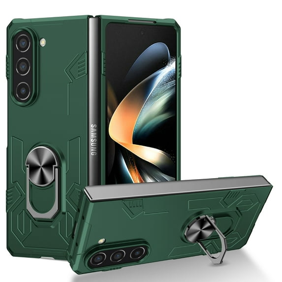 Nalacover for Samsung Galaxy Z Fold5 Rugged Shockproof Case, Finger Ring Holder Kickstand Magnetic Slim Fit Cover Compatible with Car Mount Anti-Scratches Case for Samsung Galaxy Z Fold5,Green
