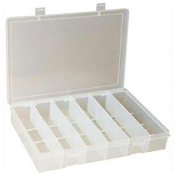 Compartment Box with 6 compartments, Plastic, 1 3/4 in H x 10-13/16 in W