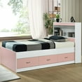 Hodedah Twin Size Captain Bed with 3 Drawers and Headboard in Cherry