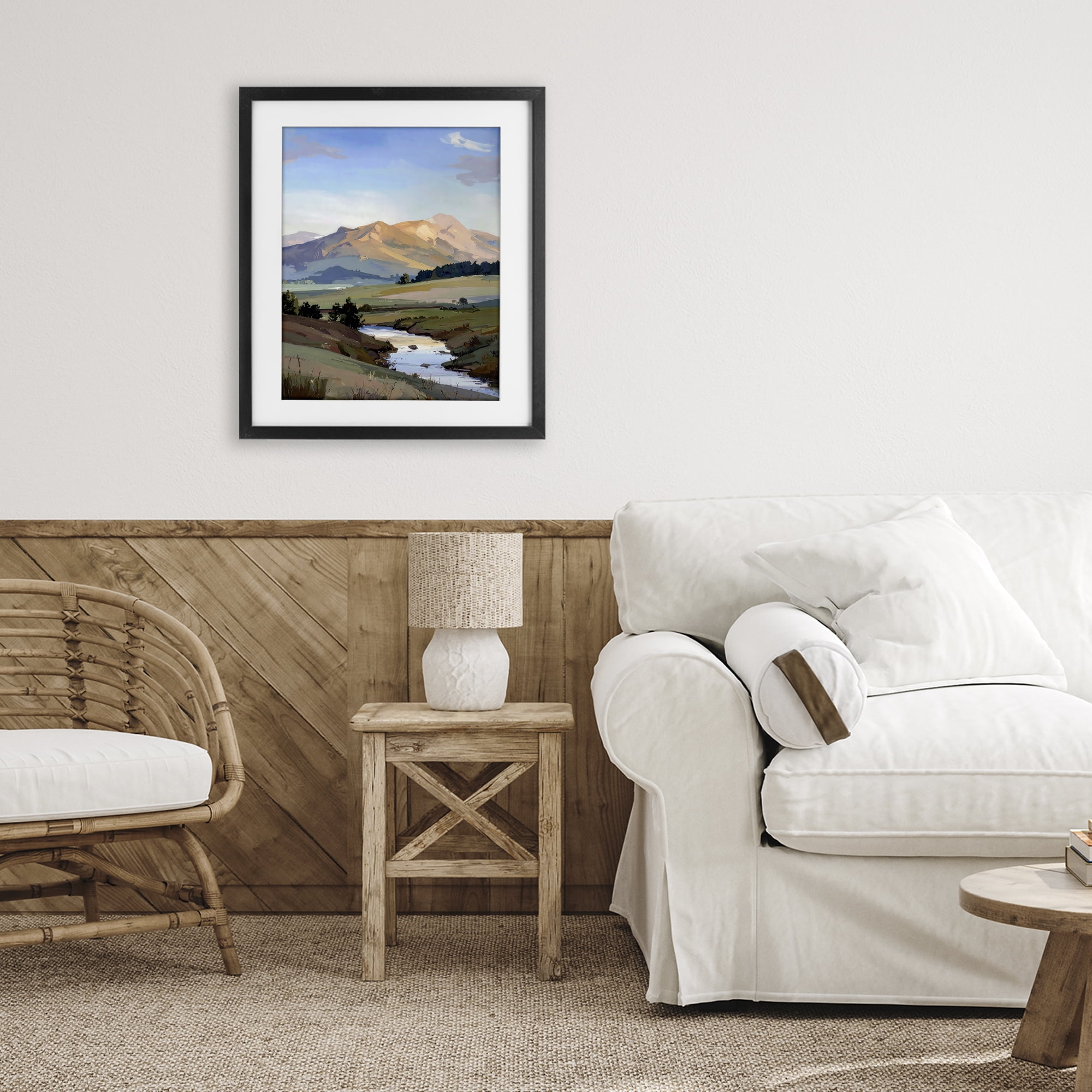 Stupell Industries Across The Valley River Black Framed Print Under Glass, design by Alonza Saunders