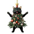 thumbnail image 1 of Gato navideño en árbol de Navidad Adorno colgante acrílico 2D Charm para espejo retrovisor del coche Regalos navideños para amantes de los gatos, 1 of 7