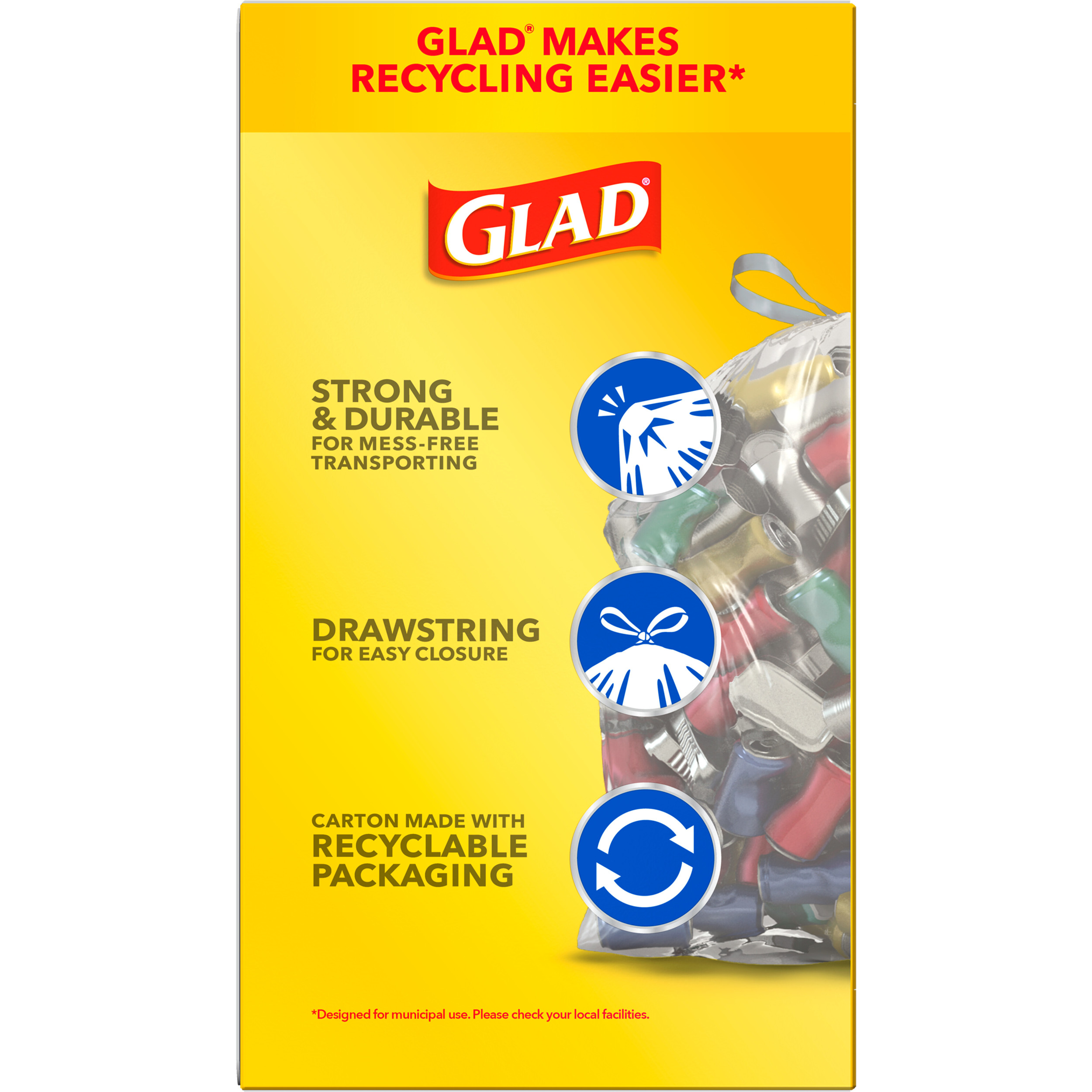 Glad Recycling Tall Drawstring Kitchen Trash Bags, 13 Gallon, 45 Count photo 3