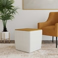 thumbnail image 3 of Storage Square Storage Ottoman with Wood Lift-Top Lid, Sage Mini Grid Pattern/Honey Oak, 3 of 9