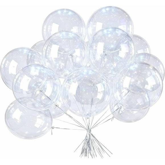 Lot de 25 Ballons Bobo, Ballons Bobo Transparents de 24 Pouces, Ballon à Bulles Transparent Bricolage pour Décoration de Mariage, Noël, Fête d'Anniversaire