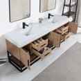 thumbnail image 6 of Bianco 84" Wood Vanity in Light Brown with  Composite Stone Top with Mirror, 6 of 15