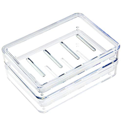 Youngever 4 Pack Soap Holders, Soap Dish, Soap Saver, Clear Bar Soap