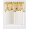 thumbnail image 3 of Gorgeous Home Linen 1Pc Wave Gold Honey Waterfall Valance with Tassels Faux Silk Rod Pocket Semi Sheer Dressing Window 55" wide X 18" long for kitchen décor, 3 of 5