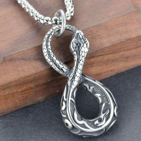 Mens Animal Snake Pendant Necklace Gothic Jewelry Stainless Steel Chain 18"-40"