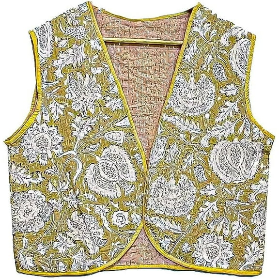 ETHINUMATIC Casual Lightweight Kantha Vest Jacket, Women's