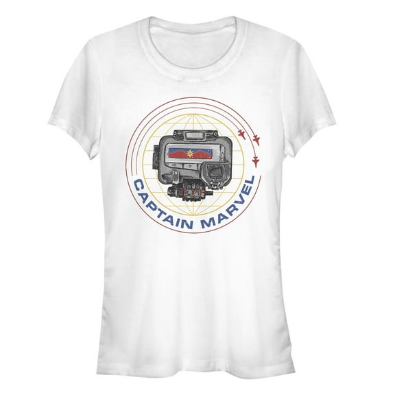 Junior's Marvel Captain Marvel Galactic Pager Graphic Tee White 2X Large