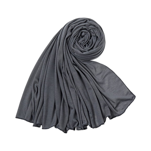 Soft Stretch Jersey Hijab, Generous Size Long Turban, Women Head Cover, Ethnic Scarves & Shawls, #03 Gray Free Size