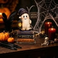 thumbnail image 5 of Ghost on Books Figurine Halloween Resin Village Decoration with Witches Welcome Sign Tabletop Mantel Shelf Indoor Fall Decor C, 5 of 6