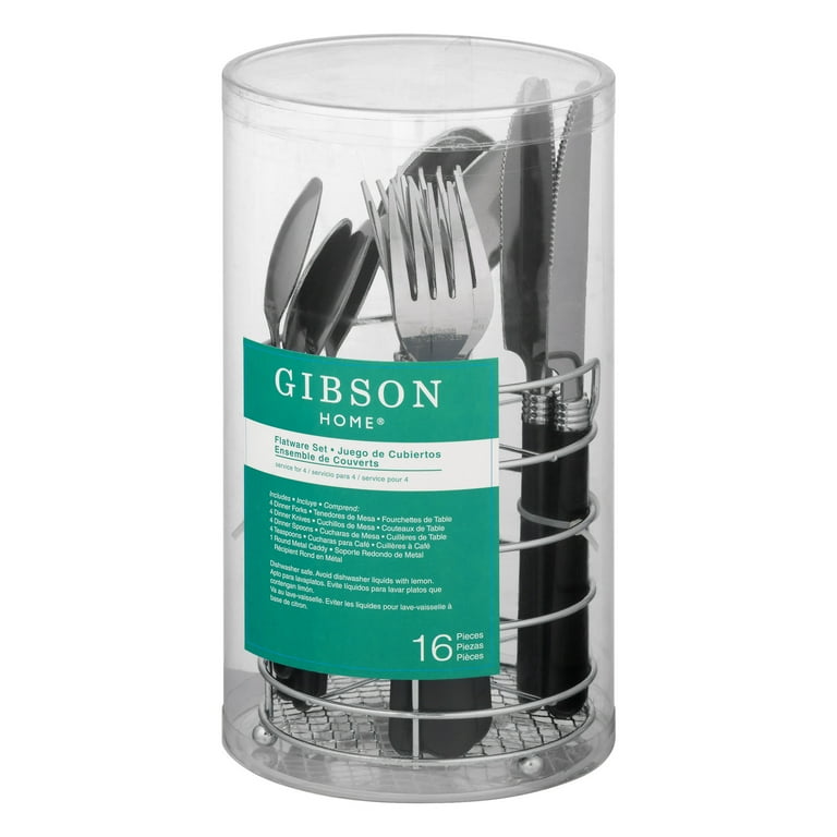 Gibson Home Sensations II 16 Piece Flatware Set with Wire Caddy