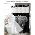 thumbnail image 4 of No Hook Cloth Fabric Shower Curtain with Snap in Liner, Elephant Bird Waterproof Shower Curtains Set with See Through Top Window, Modern Pastoral Animal Black Grey Bath Curtains Shower 60"x72", 4 of 6