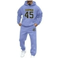 thumbnail image 2 of Mens Jogging Suits 2 Piece Set 2025 Casual Jogging Gym Sweat Suits Casual Letter Printed Hoodie Set Men's Fashion, Purple, Size XXL, 2 of 5
