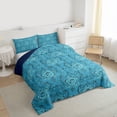 thumbnail image 3 of Feelyou Boho Bowknot Damask Twin Comforter Sets, Retro Turquoise Flower Bedding Set, 2pcs, 3 of 8