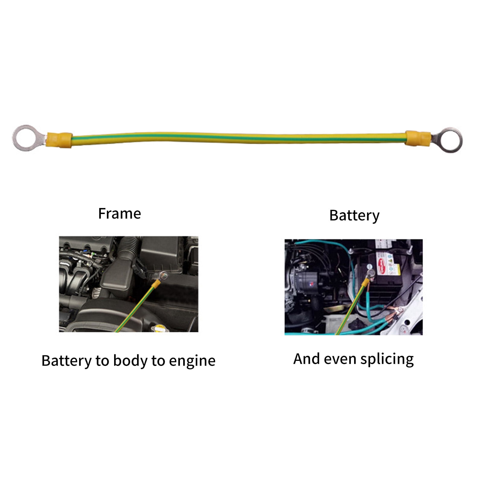 HEMLBOYW Bridge Jumper Yellow Green Grounding Wire Solar Photovoltaic Grounding Wire with 9mm Hole