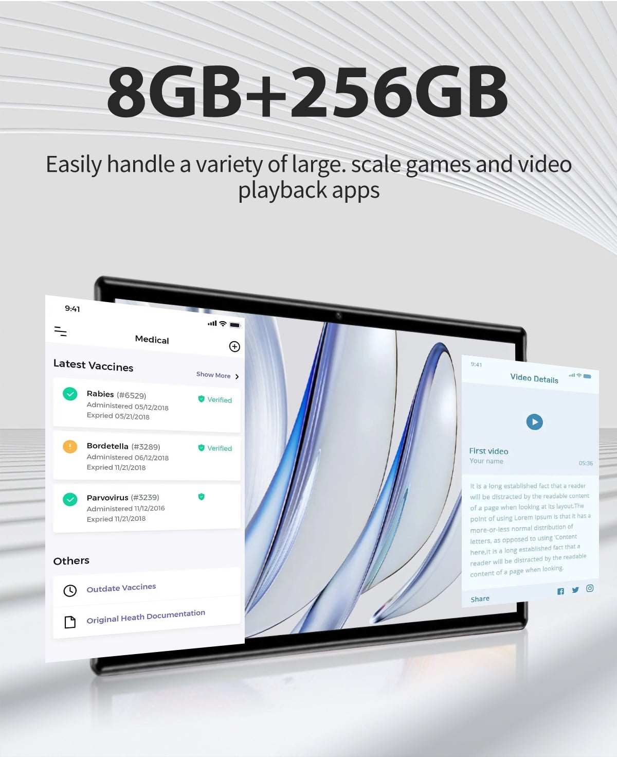 Tablet 2026 Newest Android 12 Tablet White, 10 Inch Tablet,5G Wi-Fi Tablet Computer,2 In 1 Tablet with Keyboard, 256GB ROM+8GB RAM ,Octa-Core Processor,1920 * 1200 IPS,Bluetooth,GPS