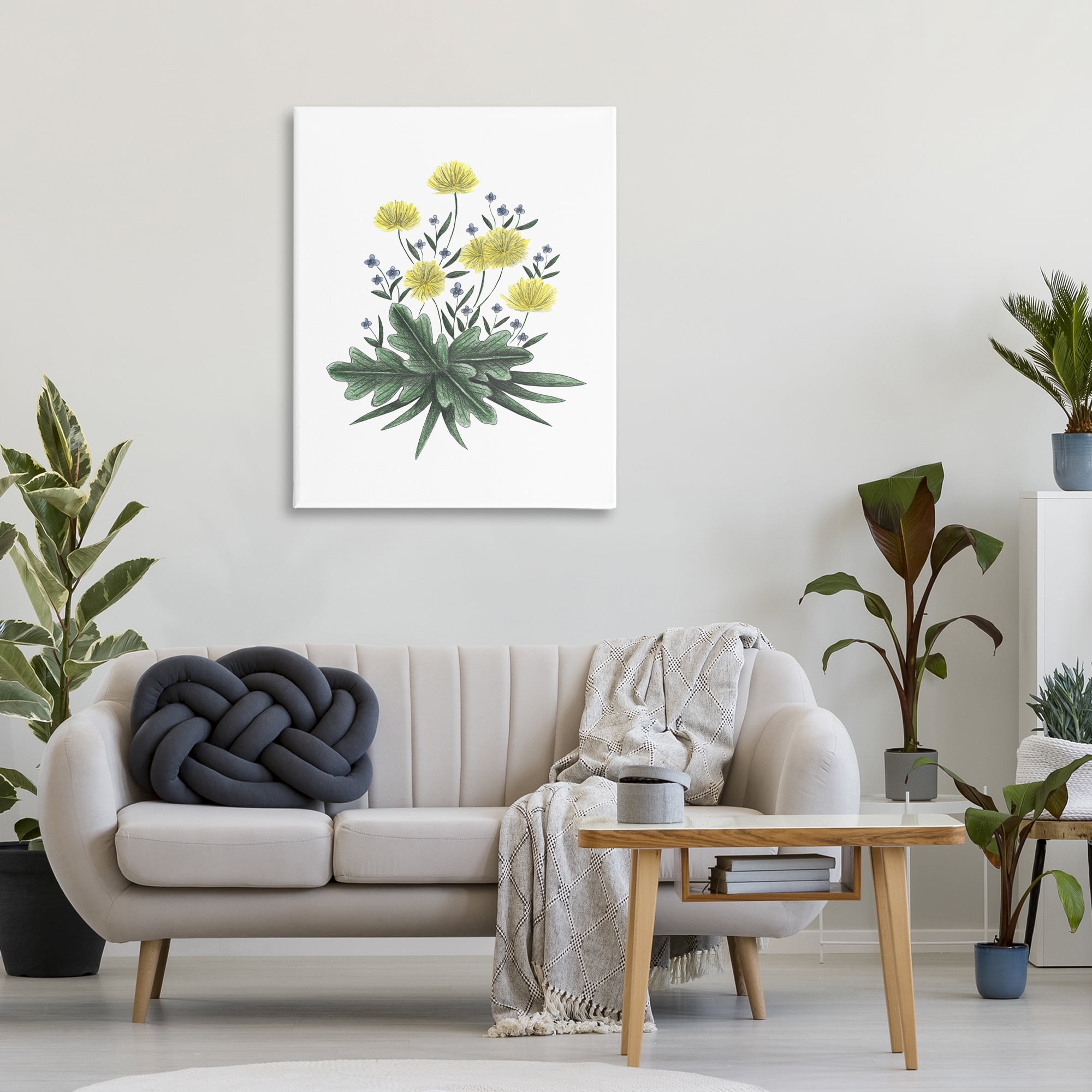 Dandelion Flower Illustration Canvas Wall Art, design by Cecilia Battaini