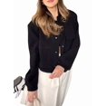 thumbnail image 3 of Veste Bombardier à Boutons pour Femmes, Épaules Tombantes, Manteau Court, 3 of 7