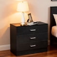 thumbnail image 6 of Syngar 3-Drawer Dresser, Modern Wooden Chest for Bedroom, Storage Cabinet of Drawers, Simple Home Furniture  for Storing Clothes & Cosmetics, Black, 6 of 7