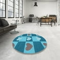 thumbnail image 4 of Ahgly Company Machine Washable Indoor Square Transitional Bright Turquoise Blue Area Rugs, 6' Square, 4 of 7