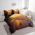 thumbnail image 2 of spefrowx Tropic Palm Coast Queen Bedding for Kids Girls, Dusk Seashore Conch Bedding Comforter Set Queen, Black Reversible, 7 Pieces, 2 of 6