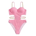 thumbnail image 6 of Women Monokini Sexy Padded 3 Sizes One Piece Spaghetti Straps Bikini Swimming Garment, 6 of 6